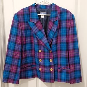 Pendleton Plaid Button Front Blazer Jacket